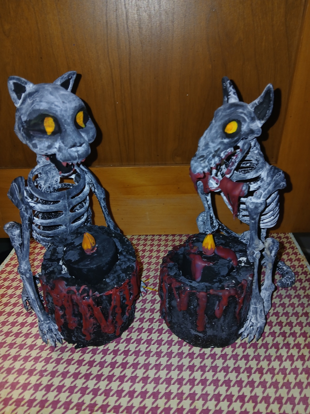 I Make These Spooky Skeleton Cat Candle Holders Halloween Decor